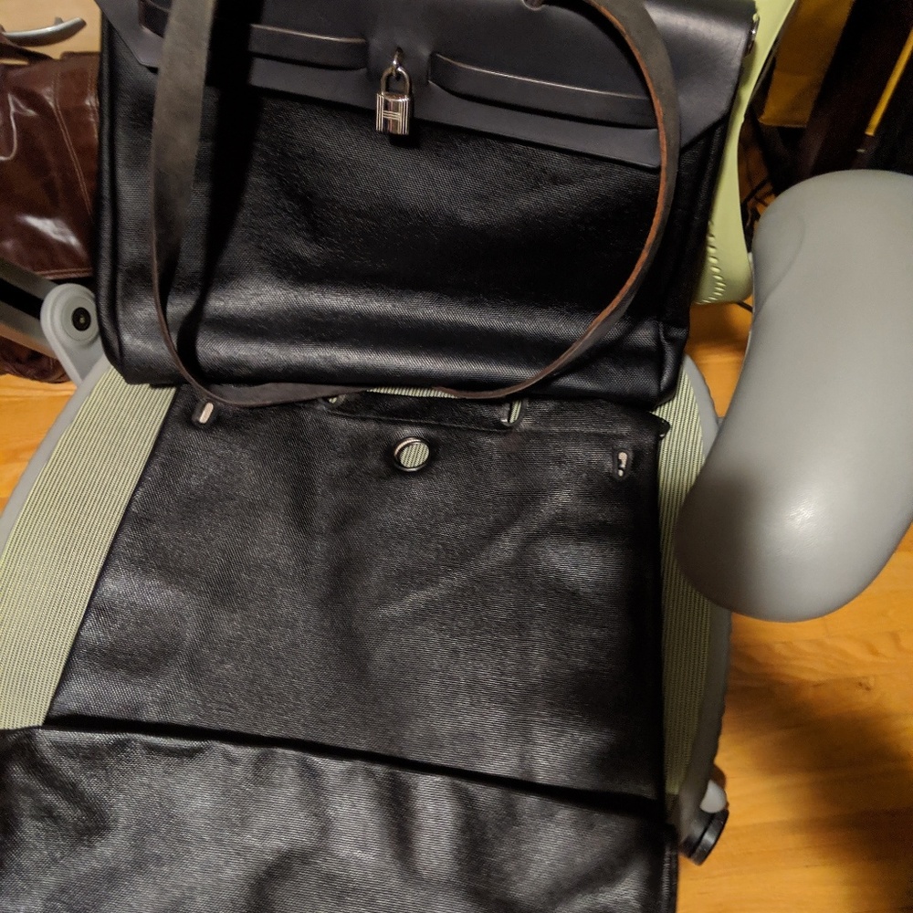 Hermès herbag 39 black Canvas and leather - Picture 4 of 8